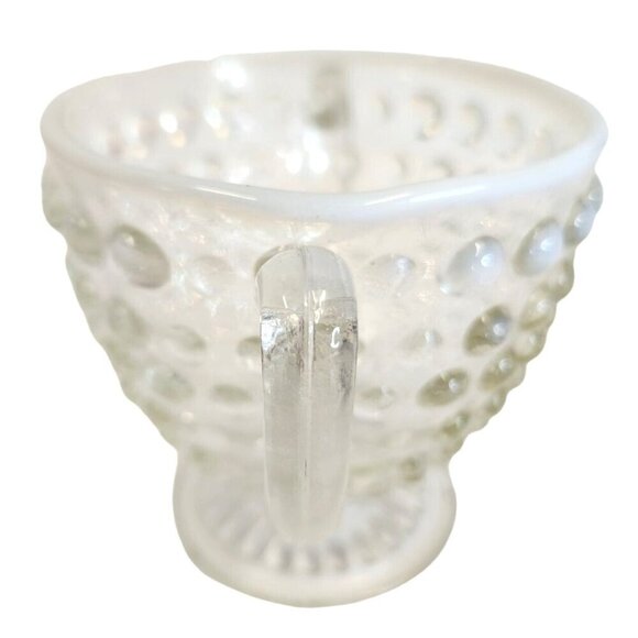 Anchor Hocking MOONSTONE Opalescent Hobnail Glass Sugar Bowl With Double Handles - Picture 2 of 16